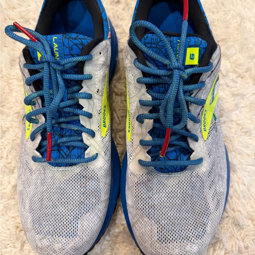 Brooks Men’s Lauftlite Running Shoes — Blue / White / Neon Yellow / Red